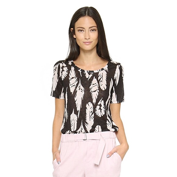 Vince Tops - Vince Linen Feather Print Tee